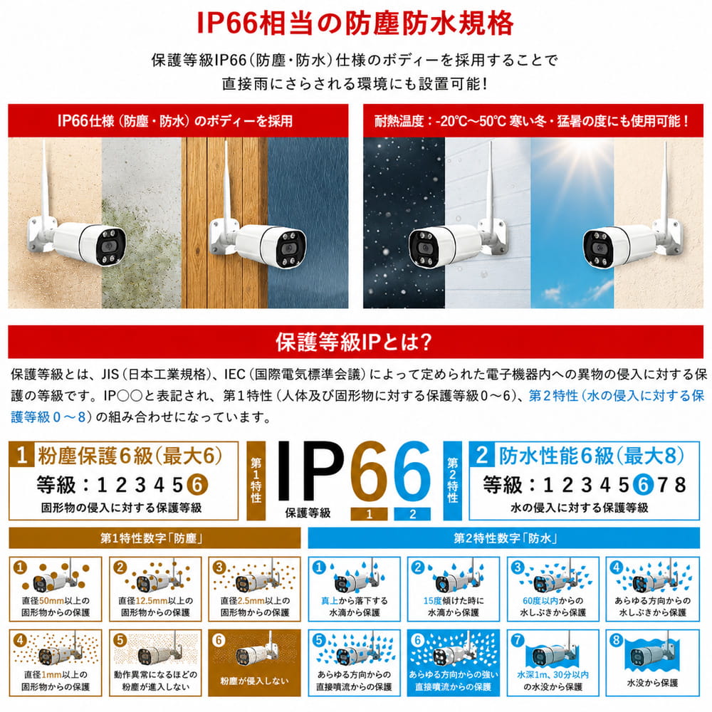 IP66相当の防塵防水規格