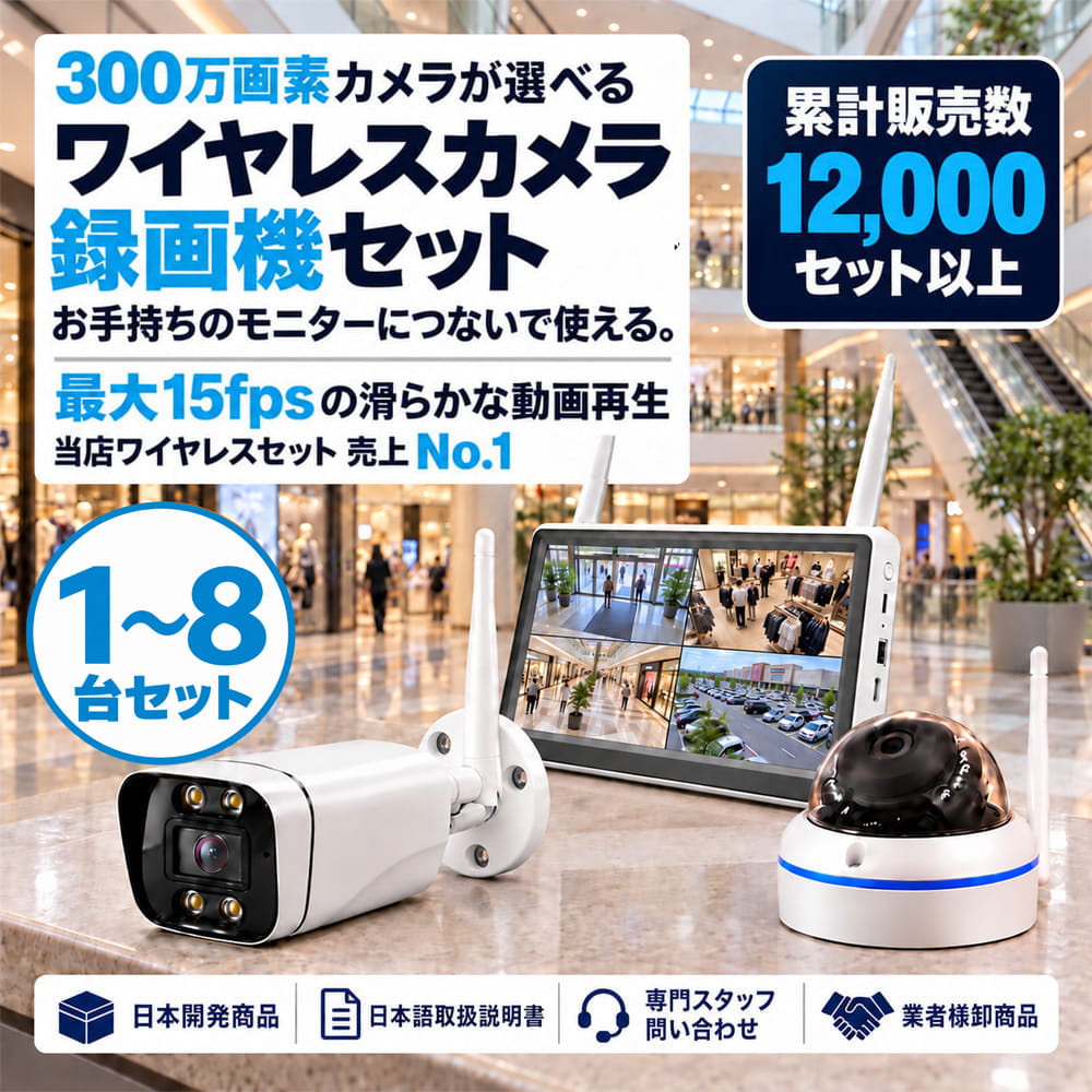 300万画素 ワイヤレスカメラ1台～８台とタッチパネル受信機セット ALWSET-YGTP300-018
