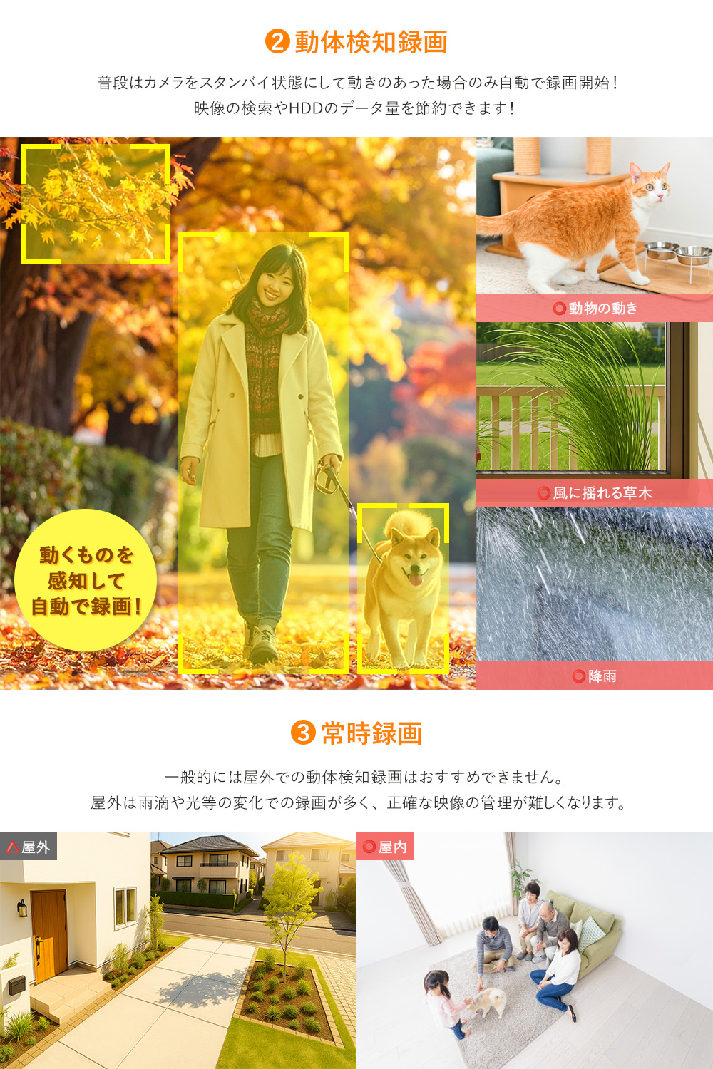 動体検知録画・常時録画