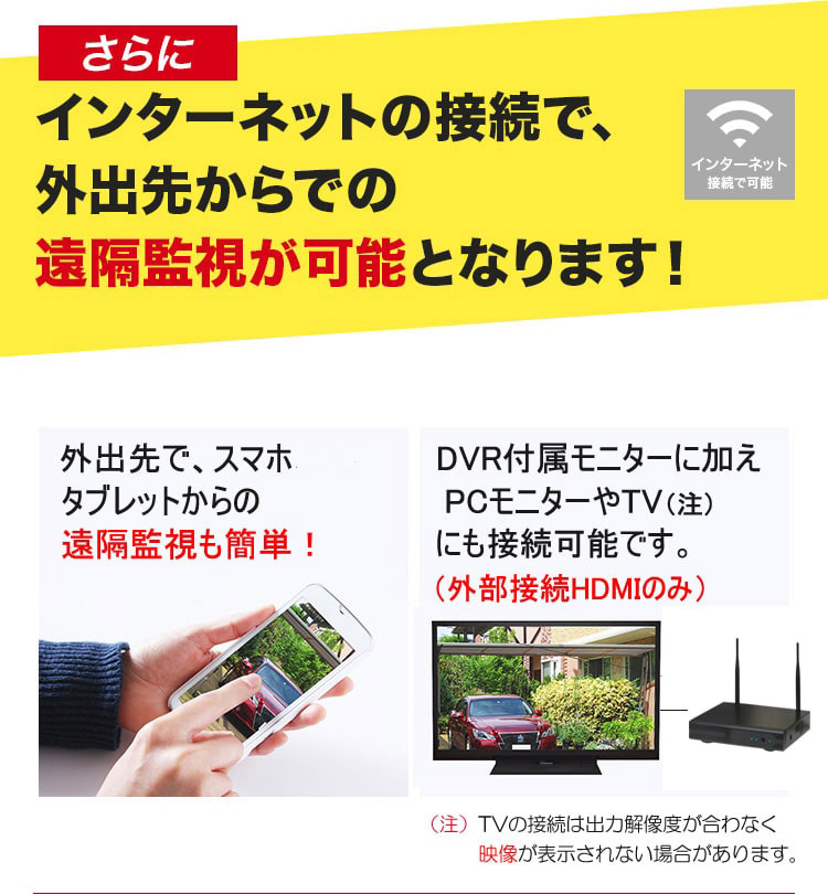 防犯カメラ 屋外 録画機能付き 防水 カメラ4台セット ワイヤレス 300万