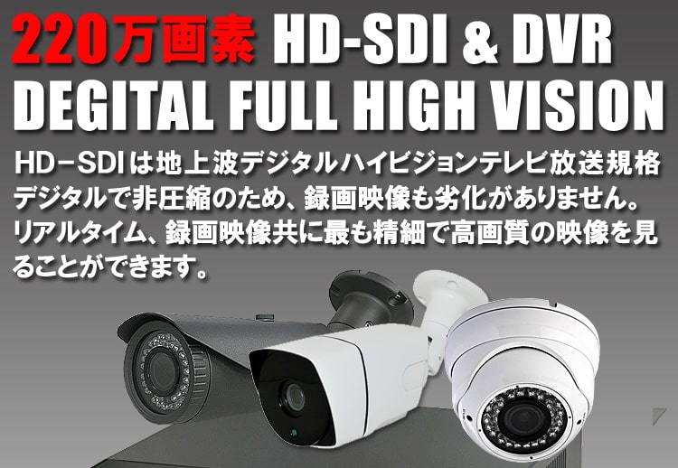 防犯カメラセット 防水 屋内対応 屋外防犯カメラ 2台セット HD-SDI 220