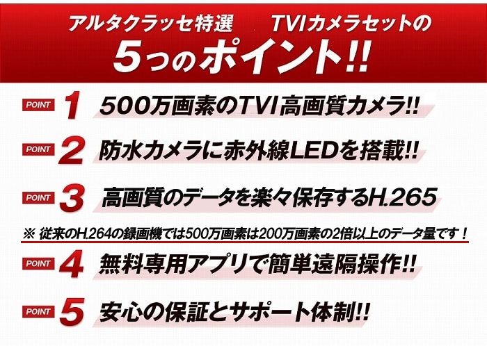 500万画素 防犯カメラ1台～4台 HDD 2TB 防犯カメラセット 5MP 高画質 赤外線カメラ