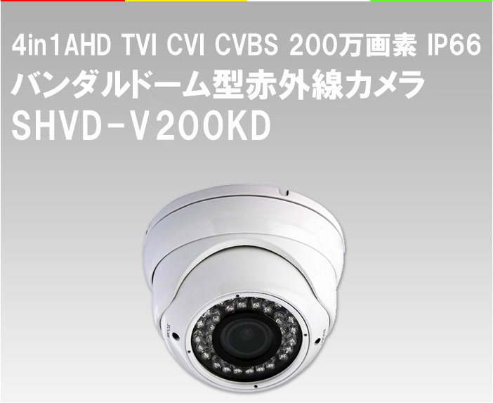 TVI/AHD/CVI/CVBS 4in1 防犯カメラ 屋外 200万画素 赤外線 バンダル