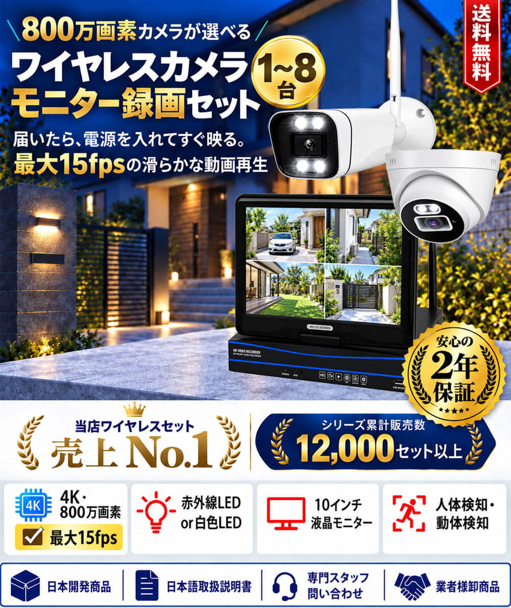 800万画素ワイヤレスカメラセット
