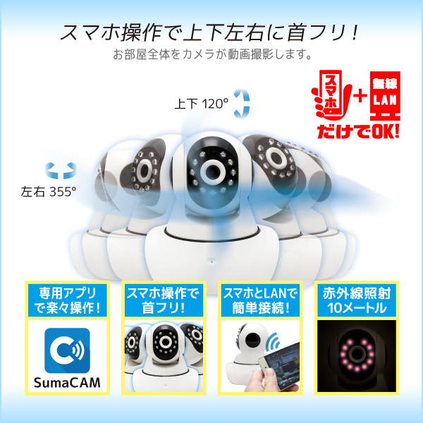2台セット　見守りカメラ スマ見えCAM Robo  GS-SMC021