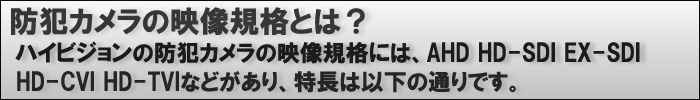 防犯カメラ映像規格の特徴