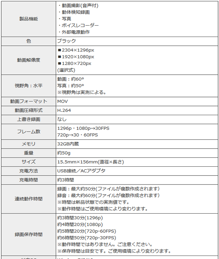 【小型カメラ】ペン型ビデオカメラ