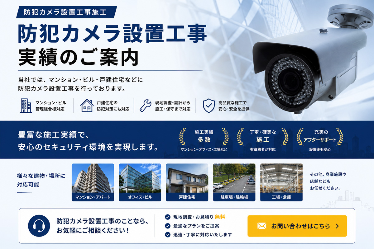 防犯カメラ設置工事実績のご案内